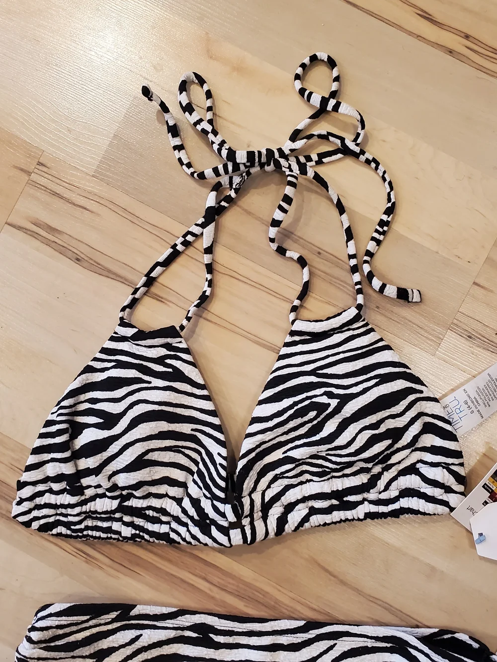 NWT Zebra Print Triangle Bikini Top andHigh Waist Bikini Bottoms - Black & White